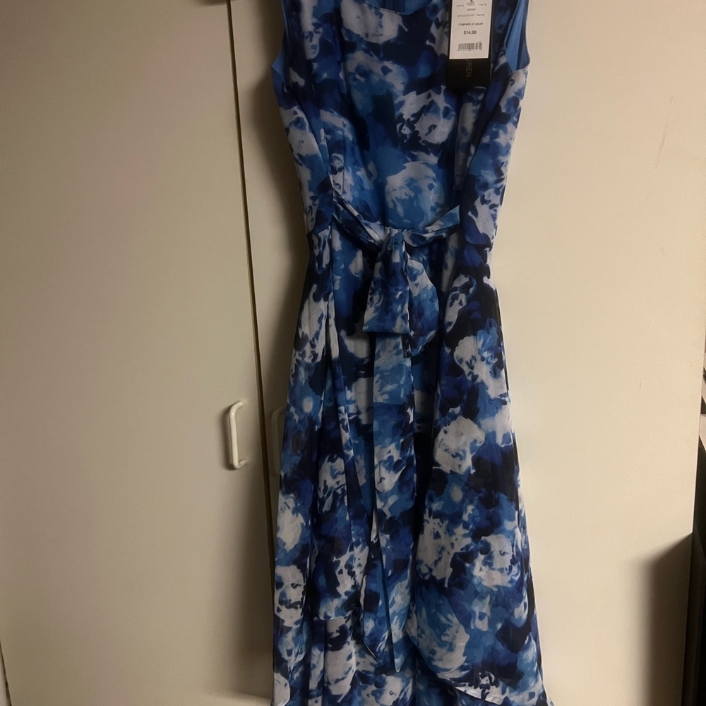 Blue dress with white and blue flowers
